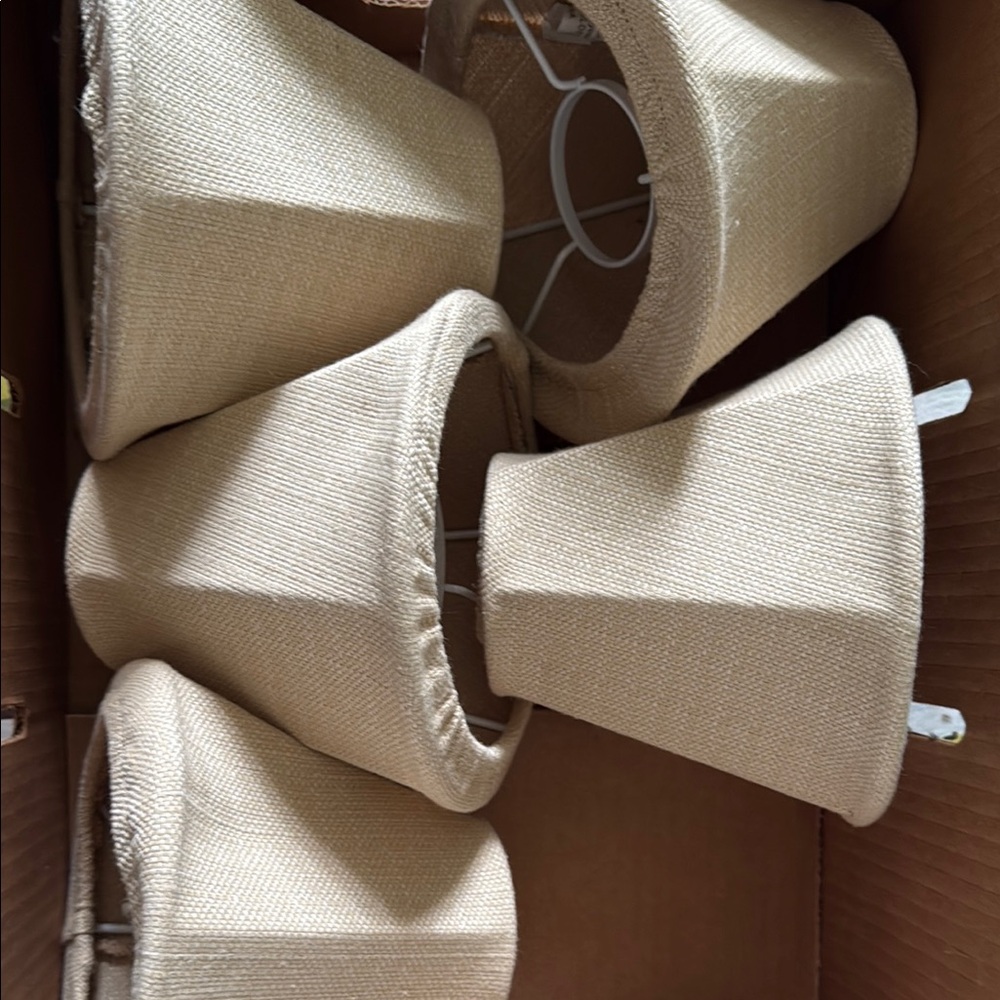 5 cloth chandelier Lamp Shades. Removable for washing.